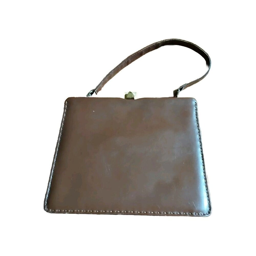 VINTAGE DARK BROWN  HANDBAG MADE Light Pen Stain Inside